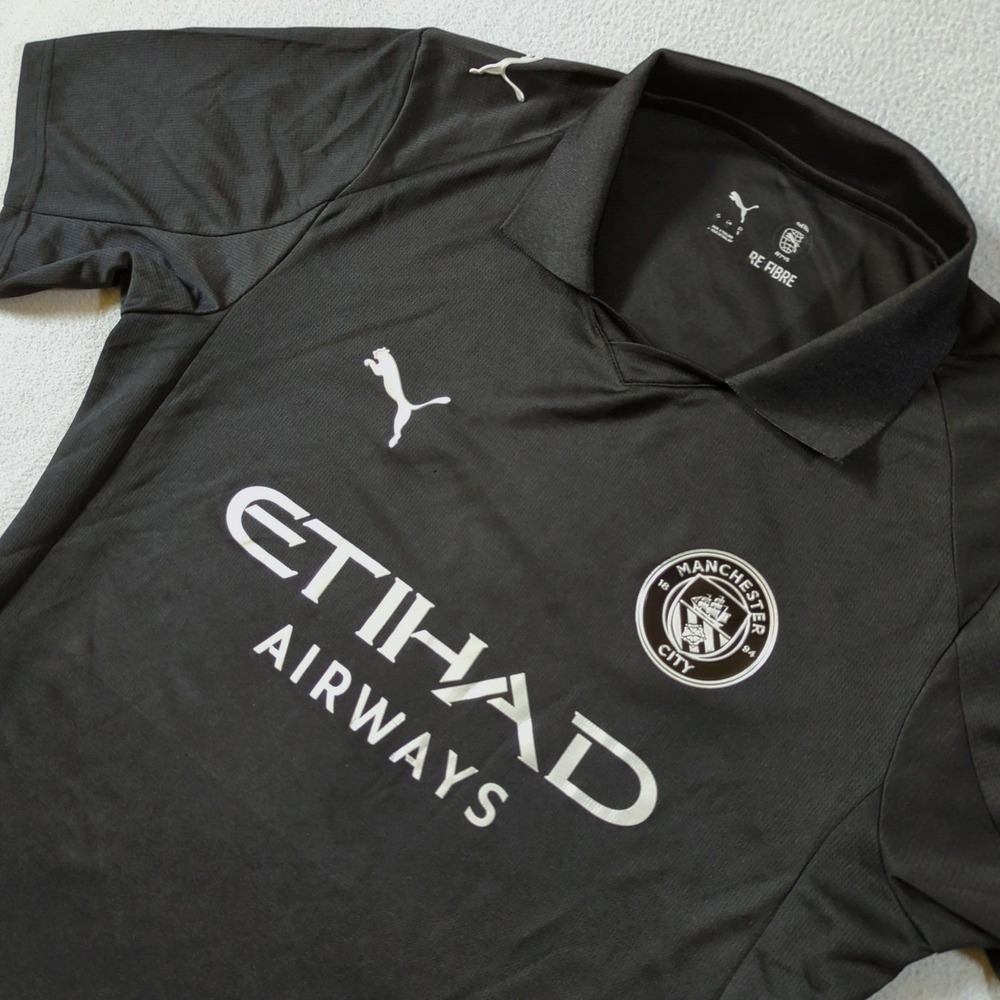 Puma Manchester City Jersey Mens Medium Black Training Shirt Etihad Away Kit